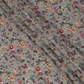 Coin grey synthetic crepe fabric with multi color digital prints in floral design-D15774