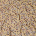 Linen white synthetic crepe fabric with multi color digital prints in floral design-D15775