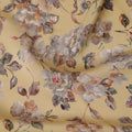 Linen white synthetic crepe fabric with multi color digital prints in floral design-D15775