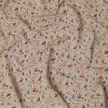 Tan beige synthetic crepe fabric with multi color digital prints in floral design-D15779