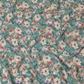 Goddess green synthetic crepe fabric with multi color digital prints in floral design-D15789