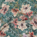 Goddess green synthetic crepe fabric with multi color digital prints in floral design-D15789