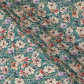 Goddess green synthetic crepe fabric with multi color digital prints in floral design-D15789