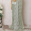Mint green, multicolor Premium pure French metallic chantilly lace saree having stone work in paisley design-D16102