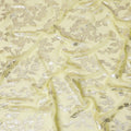 Yellow premium pure silk chiffon fabric with gold metallic lurex in Leaf design-D16256
