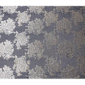 Navy blue premium pure silk chiffon fabric with grey viscose and gold foil print in floral design-D16258