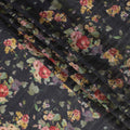 قماش فيسكوز باللون الأزرق الداكن مع طباعة متعددة الألوان ذات تشطيب معدني بتصميم الأزهار-D16266