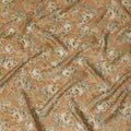 Salmon peach viscose fabric with multicolor print having metallic finish in floral design-D16269 Regal Fabrics