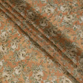 Salmon peach viscose fabric with multicolor print having metallic finish in floral design-D16269 Regal Fabrics
