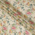 Cream viscose fabric with multicolor print having metallic finish in floral design-D16270
