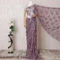 Dark purple, silver Premium pure French mteallic chantilly lace saree having stone work in floral design-D16314