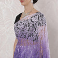 Light Lilac to royal blue Premium pure French chantilly lace saree in Ombre design-D16400