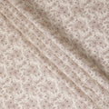 نسيج قطن صناعي مخلوط كريمي مع طباعة بنية شاحبة بتصميم زهور -D16403