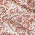Cream synthetic blended cotton fabric with brown and brick red print in floral design-D16407 Regal Fabrics