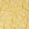 Yellow cotton voile fabric with off white print in floral design-D16412