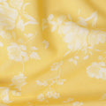 Yellow cotton voile fabric with off white print in floral design-D16412