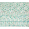Light sea green cotton voile fabric with cream and turquoise green print in floral design-D16414