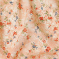 Peach cotton voile fabric with multicolor print in floral design-D16415