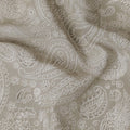 Mink grey cotton voile fabric with off white print in paisley design-D16416 Regal Fabrics