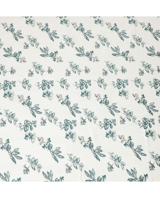 قماش ساتان قطني كريمي مع طباعة زجاجة باللونين الأخضر والذهبي بتصميم الأزهار-D16419