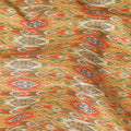 Mustard synthetic silk fabric with same tone embroidery having multicolor print and sequins in stripe design-D16422 Regal Fabrics