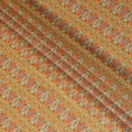 Mustard synthetic silk fabric with same tone embroidery having multicolor print and sequins in stripe design-D16422 Regal Fabrics