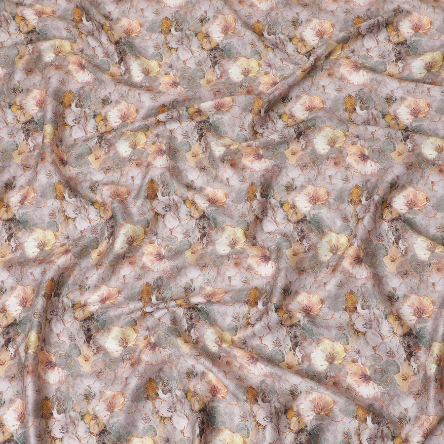 قماش ساتان قطني مطبوع متعدد الألوان بتصميم زهور-D16764