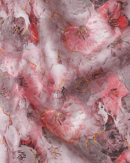 Multicolor printed cotton satin fabric in floral design-D16765