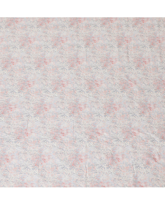 Grey cotton satin fabric with multicolor print in abstract design-D16771