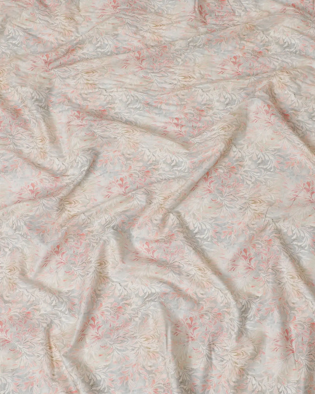 Mink grey cotton satin fabric multicolor print in abstract design-D16772 Regal Fabrics