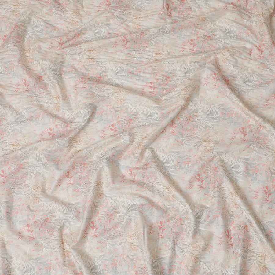 Mink grey cotton satin fabric multicolor print in abstract design-D16772 Regal Fabrics