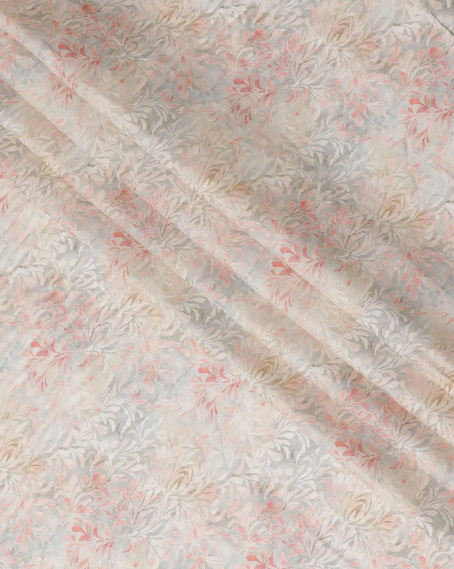 Mink grey cotton satin fabric multicolor print in abstract design-D16772 Regal Fabrics