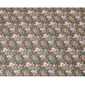 Dark olive cotton satin fabric with multicolor print in floral design-D16778 Regal Fabrics