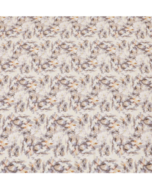 Cream cotton satin fabric with multicolor print in floral design-D16786