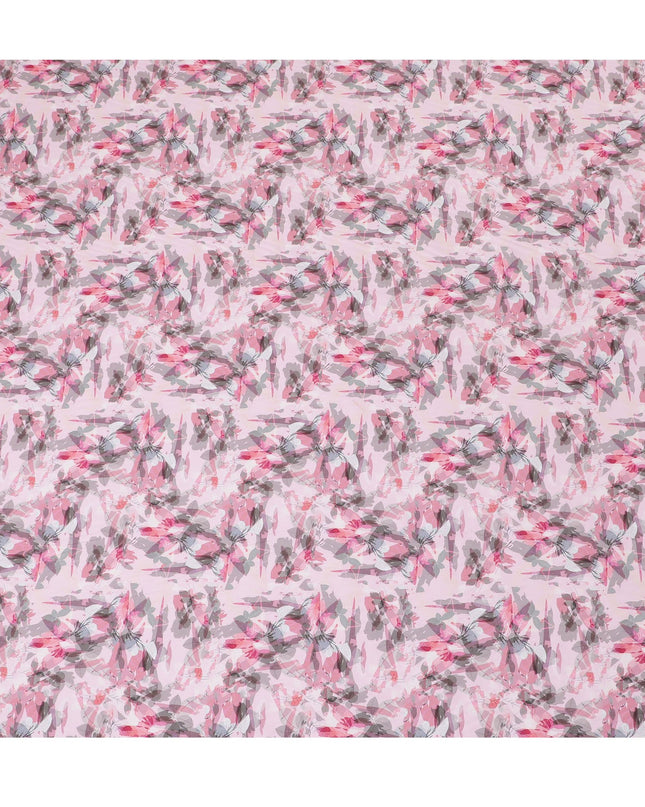 Light pink cotton satin fabric with multicolor print in floral design-D16788
