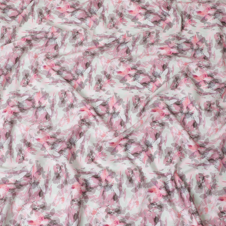 قماش ساتان قطني أخضر لوريل مع طباعة متعددة الألوان بتصميم زهور-D16789