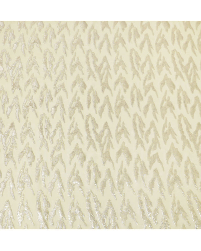 Light yellow premium pure silk chiffon fabric with gold metallic lurex in abstract design-D16874