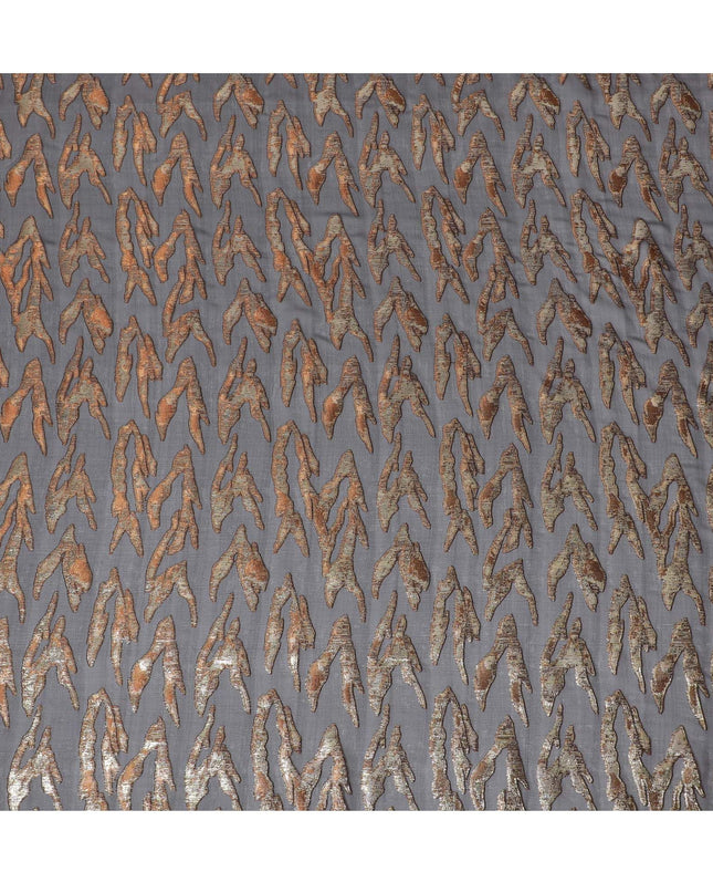 قماش شيفون من الحرير الخالص باللون الأسود مع لوريكس معدني ذهبي نحاسي بتصميم تجريدي -D16877