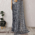 Indigo blue, multicolor Premium pure French chantilly lace saree having stone work in floral design-D16887