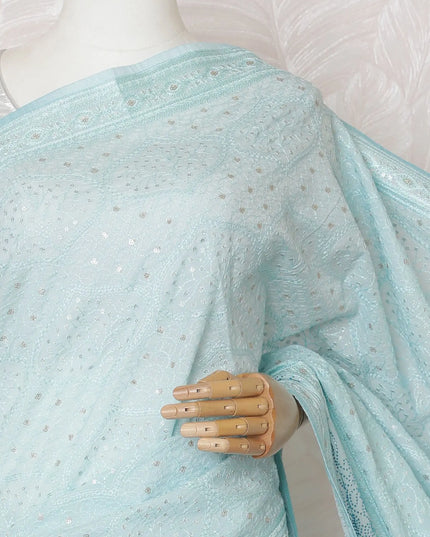 Electric blue Premium art silk saree with same tone, gold sequin embroidery in geometric design-D17074 Regal Fabrics