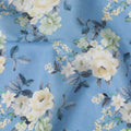 Air force blue cotton lawn fabric with multicolor print in floral design-D17299 (1.9 mtrs)