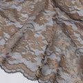 Gold, black synthetic 2tone lace fabric in floral design-D17302 (1.65 mtrs)