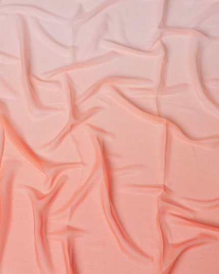 Light peach to peach synthetic chiffon fabric with same tone metallic in ombre design-D17306 (2.15 mtrs)