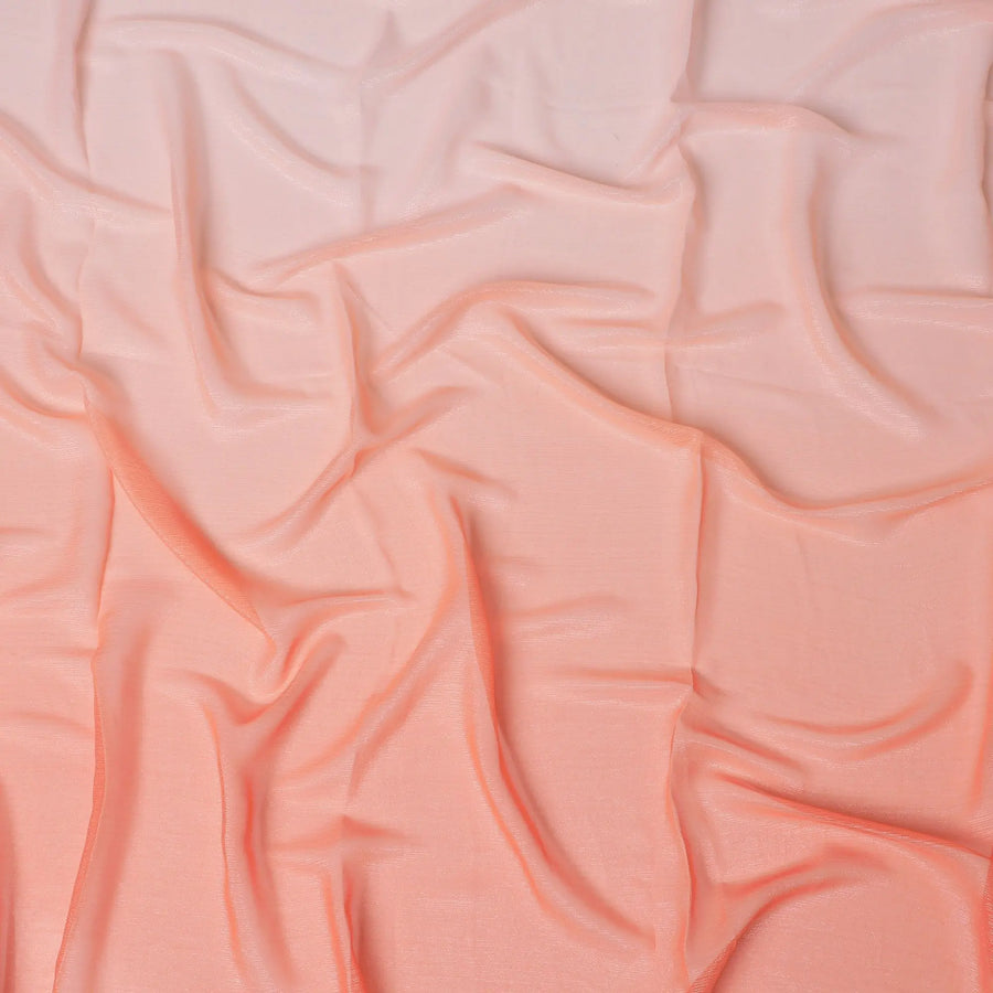 Light peach to peach synthetic chiffon fabric with same tone metallic in ombre design-D17306 (2.15 mtrs) Regal Fabrics