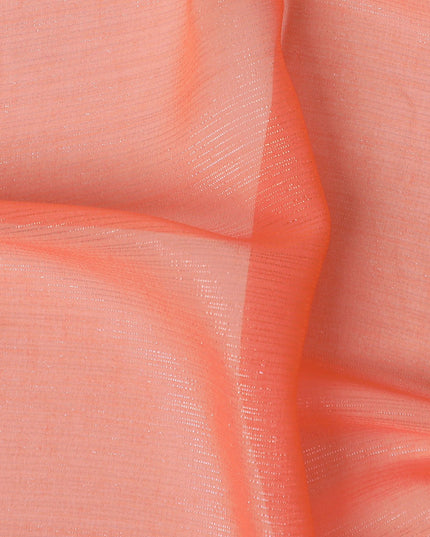 Light peach to peach synthetic chiffon fabric with same tone metallic in ombre design-D17306 (2.15 mtrs)