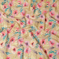 Mustard viscose fabric with multicolor print in floral design-D17319 (1.65 mtrs)