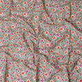 Jade green cotton lawn fabric with multicolor print in floral design-D17321 (1.6 mtrs)