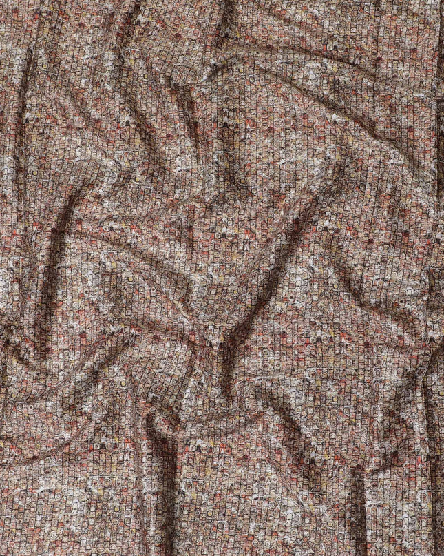 Multicolor printed cotton satin fabric in geometric design-D17326 (2.1 mtrs) Regal Fabrics
