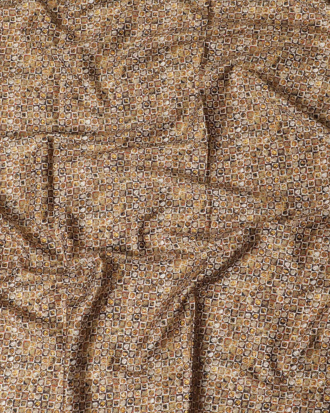 قماش ساتان قطني مطبوع متعدد الألوان بتصميم هندسي-D17327 (1.75 متر)