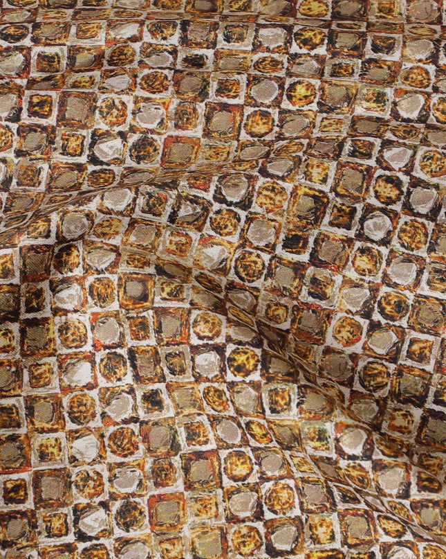 قماش ساتان قطني مطبوع متعدد الألوان بتصميم هندسي-D17327 (1.75 متر)